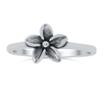 Plumeria Band Oxidized Thumb Ring Solid 925 Sterling Silver (9mm)